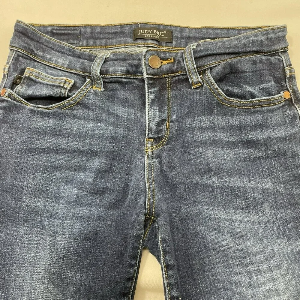 Judy Blue Skinny Slim Jeans Women Size 9/29 Fade Wash Distressed Moto Biker Rock - Picture 4 of 12